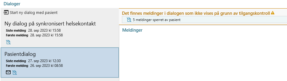 Varselikoner for at det finnes meldinger som ikke er tilgjengelige for brukeren