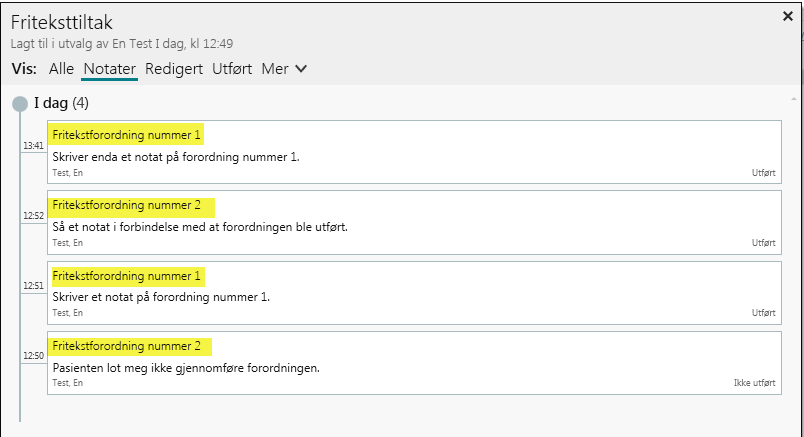 Visning av notater på forordninger tilknyttet tiltak.