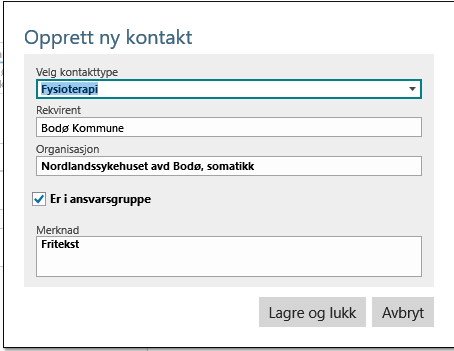 Opprett ny kontakt