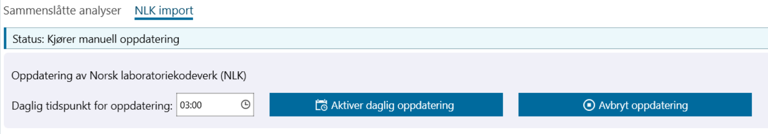 Manuelloppdatering startet