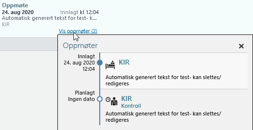 Visning av pasientens oppmøter