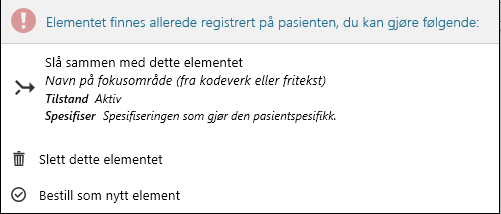 Behandle valideringskonflikt på element.