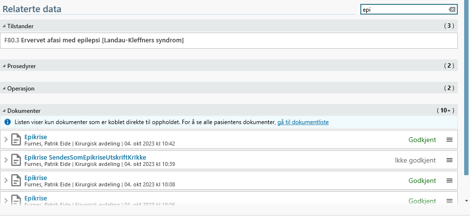 Patient Timeline Search