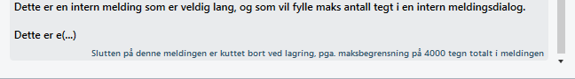 Maks lengde på Interne meldinger er nådd