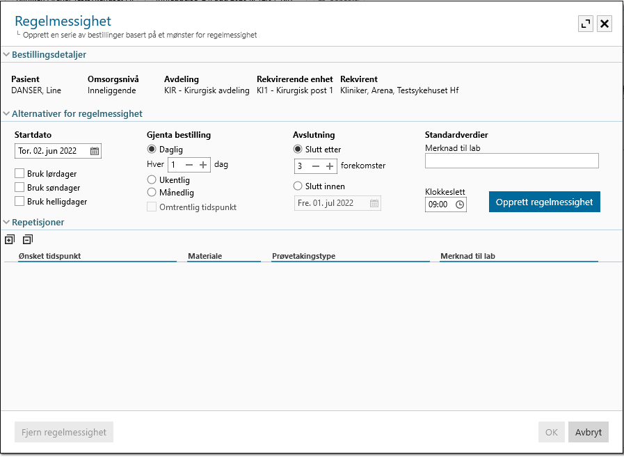 Alternativer for regelmessighet