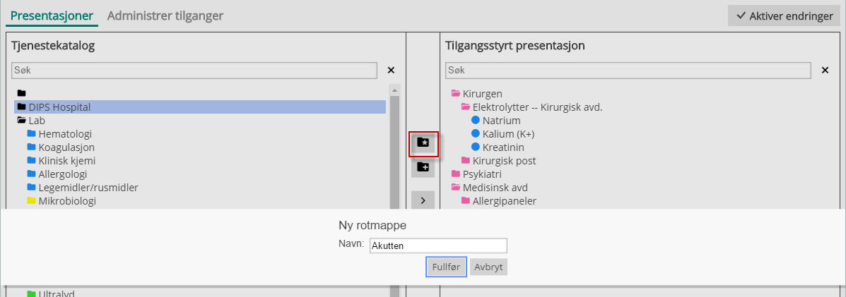 Oppretter ny rotmappe