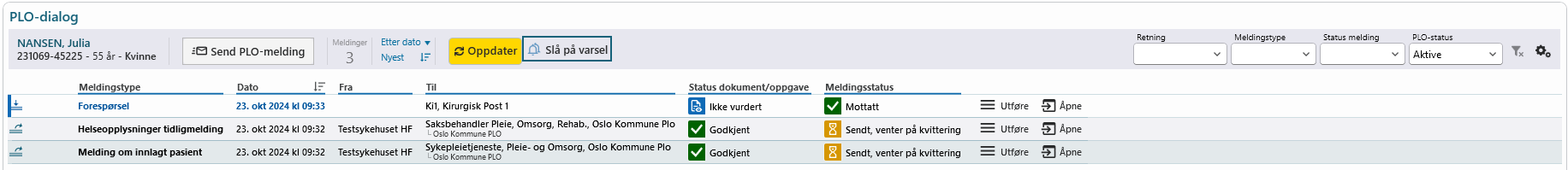 PLO-dialog i PLO-siden