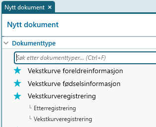 Dokumenter tilgjengelig via nytt dokument