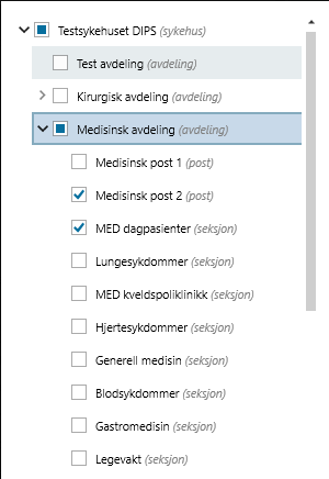 Eksempel visning av tilknyttet post/ seksjon