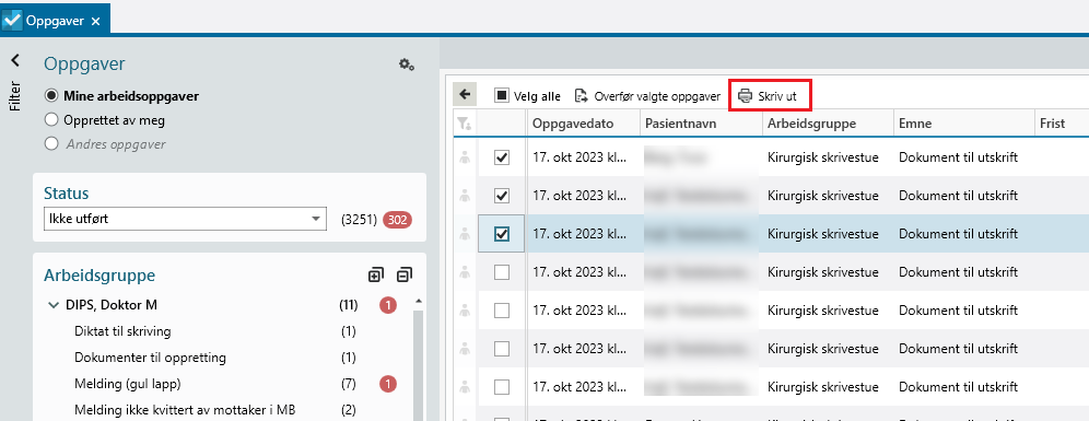 Utskrift med flervalgsmodus