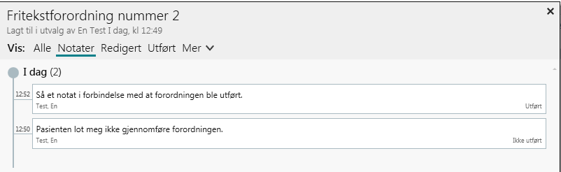 Visning av bare notater på en forordning.