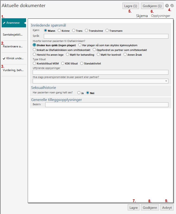 Symbolforklaring i dokumentwidget.