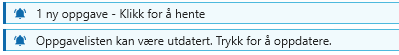 Varsel over oppgavelisten du arbeider i