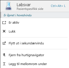 Høyreklikkmeny side åpnet