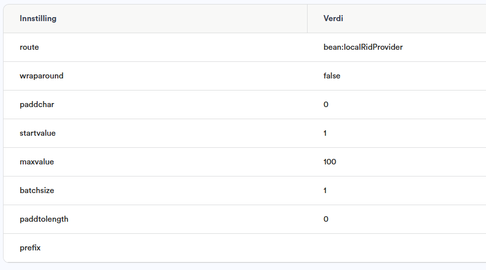 Nummeroppsett - Eksempel lokalt system