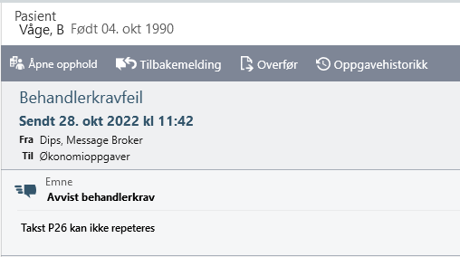 Mine arbeidsoppgaver - Behandlerkravmelding. Du vil også få se arbeidsoppgavene i DIPS Classic.