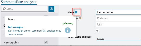 Informasjon om *Sammenslått analyse* med samme navn