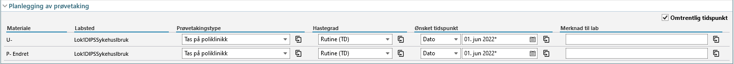 Planlegging av prøvetaking poliklinisk
