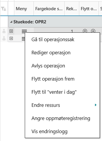 Knapp for å åpne kontekstmeny