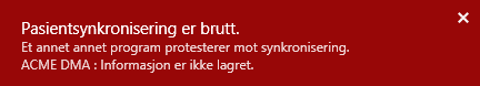 Tilkobling til ContextSync var mislykket.