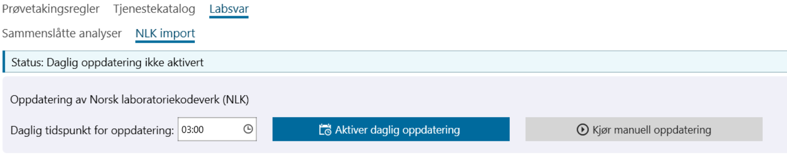 NLK import, manuell eller daglig (automatisk) oppdatering
