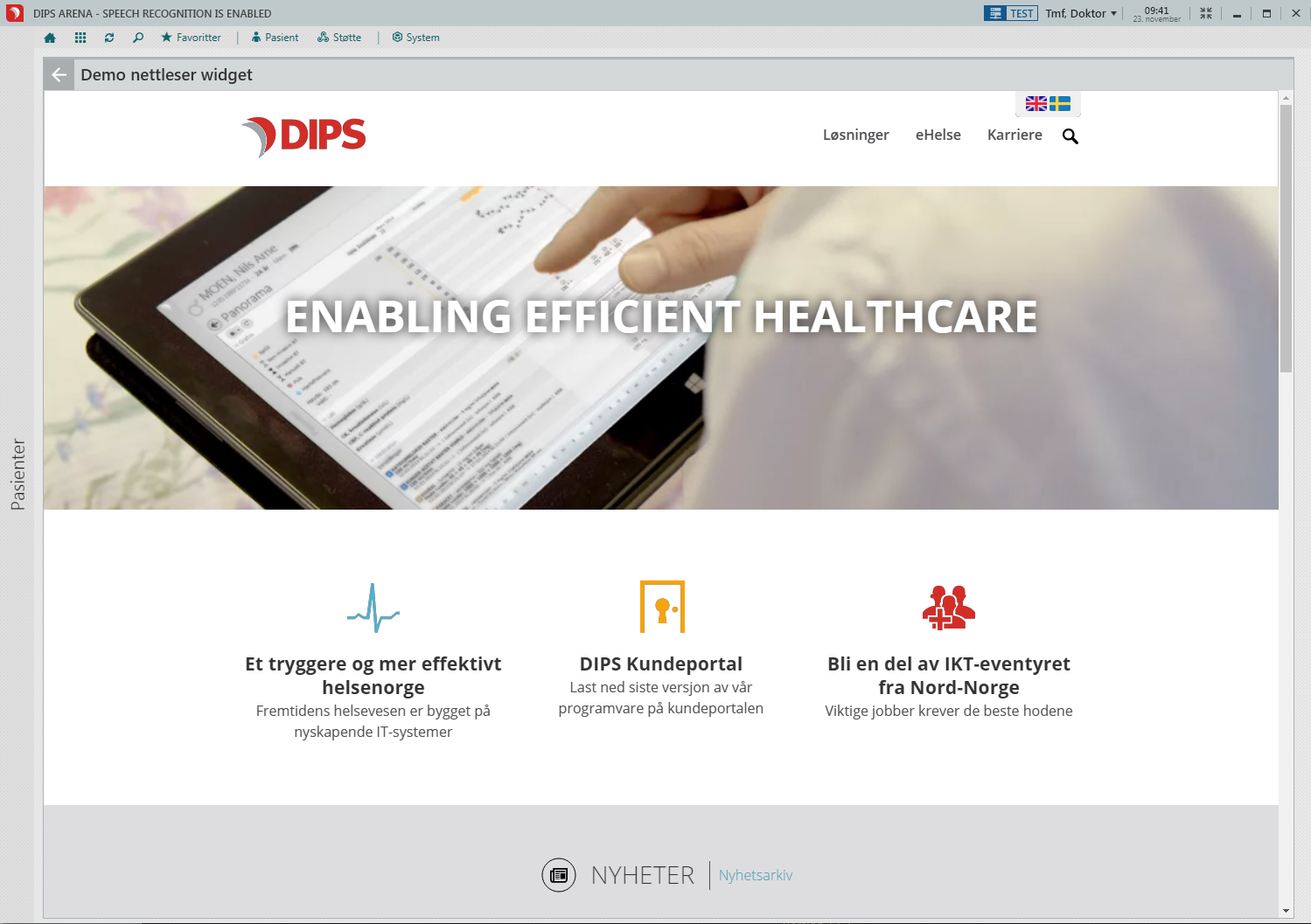 Konfigurert side hvor