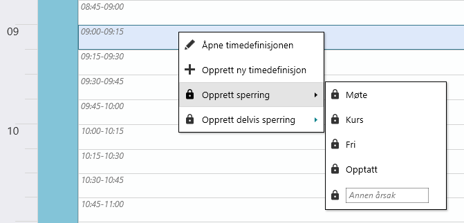 timebokopprettsperring