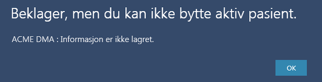 Eksempel: Applikasjonen ACME DMA protesterer mot pasientbytte.