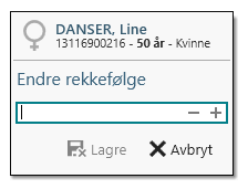 SurgeryOverview popup settrekkefolgenummer