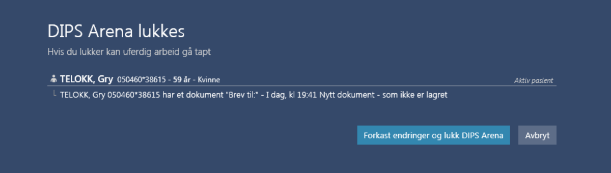 Oversikt over pasienter med ulagrede data