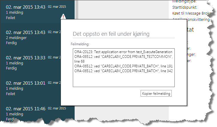 Feilmelding som kan skyldes feil i kodeverket VI-PROSJEKTKODER