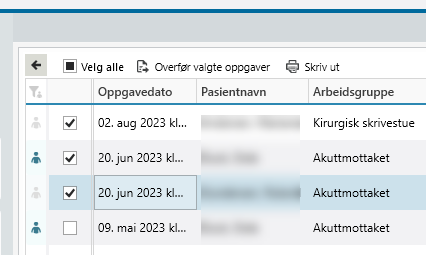 Overføring av oppgaver i flervalgsmodus