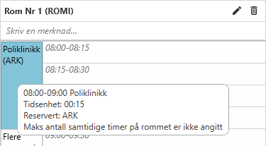 Hinttekst på reservasjon på rom