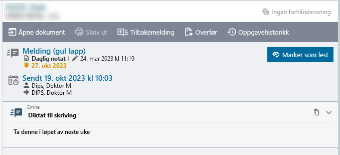 Visning av mulige funksjoner tilgjengelig for oppgavebehandling