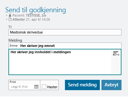 sendtil godkjenning