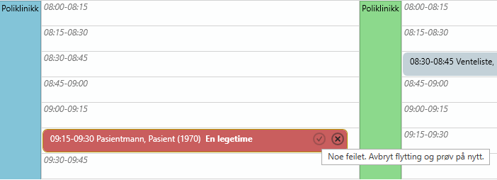 Flytting av time til sperret ressurs som ikke er synlig.
