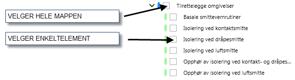 Klikkmuligheter på elementer.