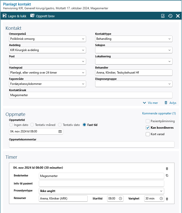 Timebestilling poliklinikk