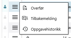 Funksjoner tilgjengelige i meny-knapp
