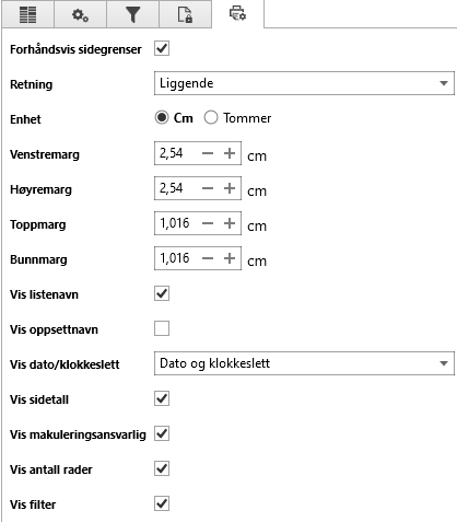 Utskriftinnstillinger