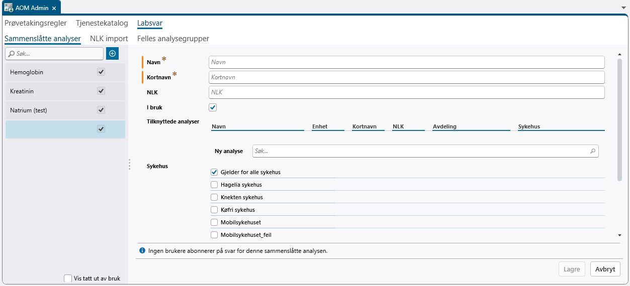 Opprette en *Sammenslått analyse*