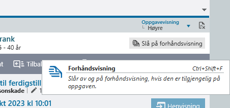 Funksjon for forhåndsvisning av oppgavens innhold