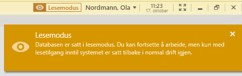 Databasen er satt i lesemodus (read only)